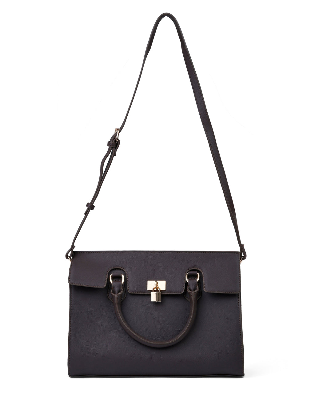StyleShoot's Fashion Buckle Strap Office Shoulder Bag in Cocoa Brown