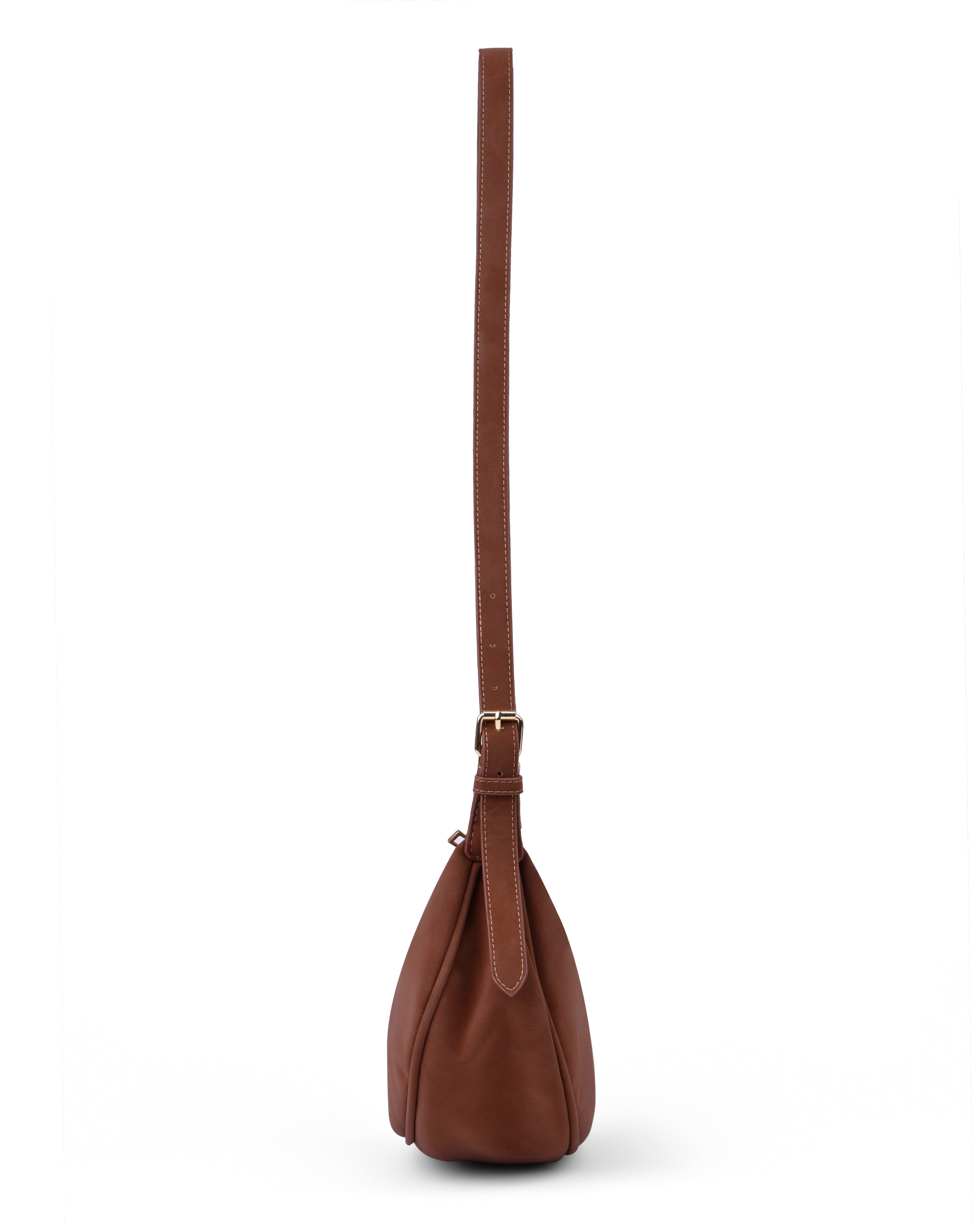 StyleShoot's Chic Minimal Shoulder Bag in Caramel Brown