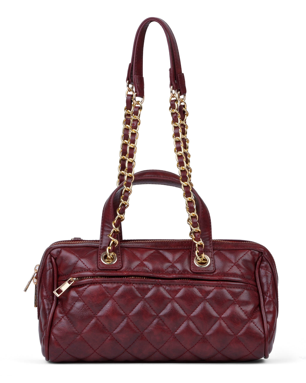 StyleShoot's Quilted Chain Strap Shoulder Bag in Cherry Red