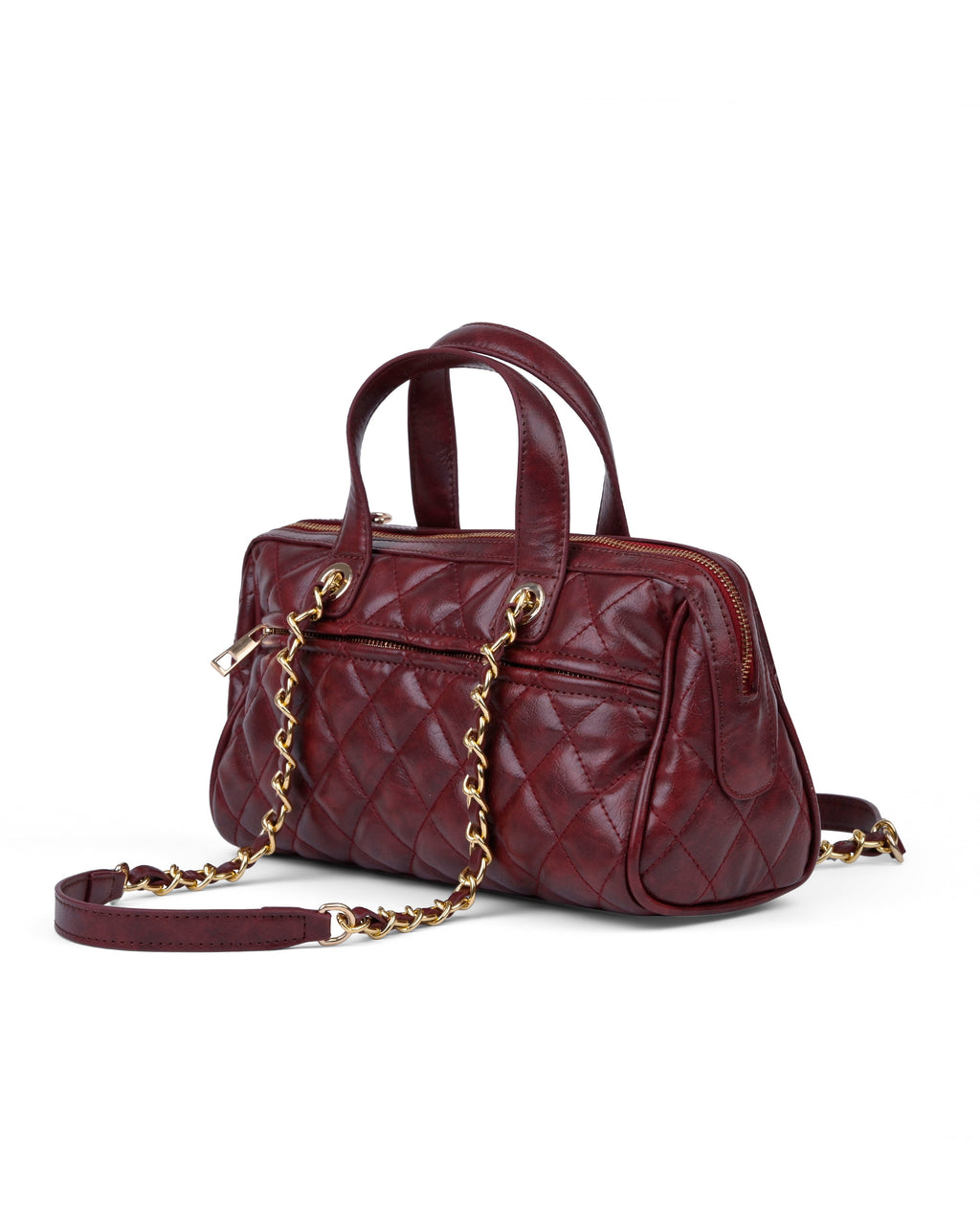 StyleShoot's Quilted Chain Strap Shoulder Bag in Cherry Red