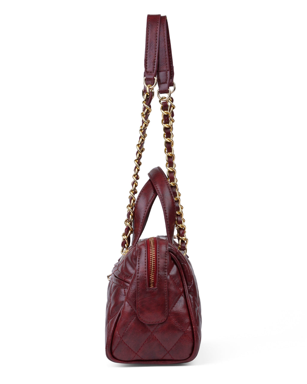 StyleShoot's Quilted Chain Strap Shoulder Bag in Cherry Red
