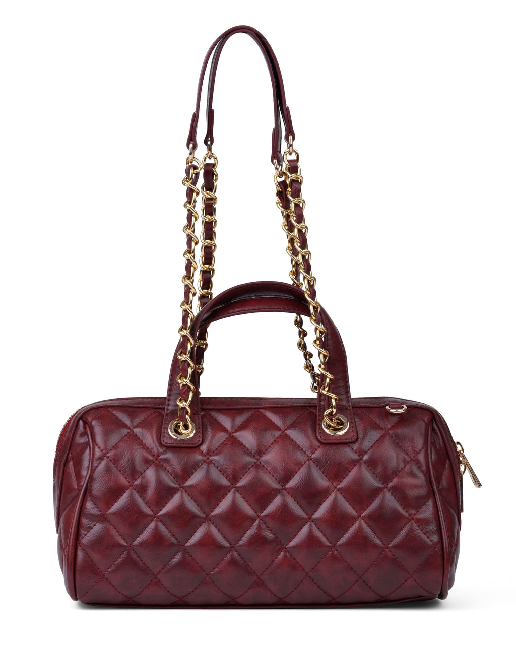 StyleShoot's Quilted Chain Strap Shoulder Bag in Cherry Red