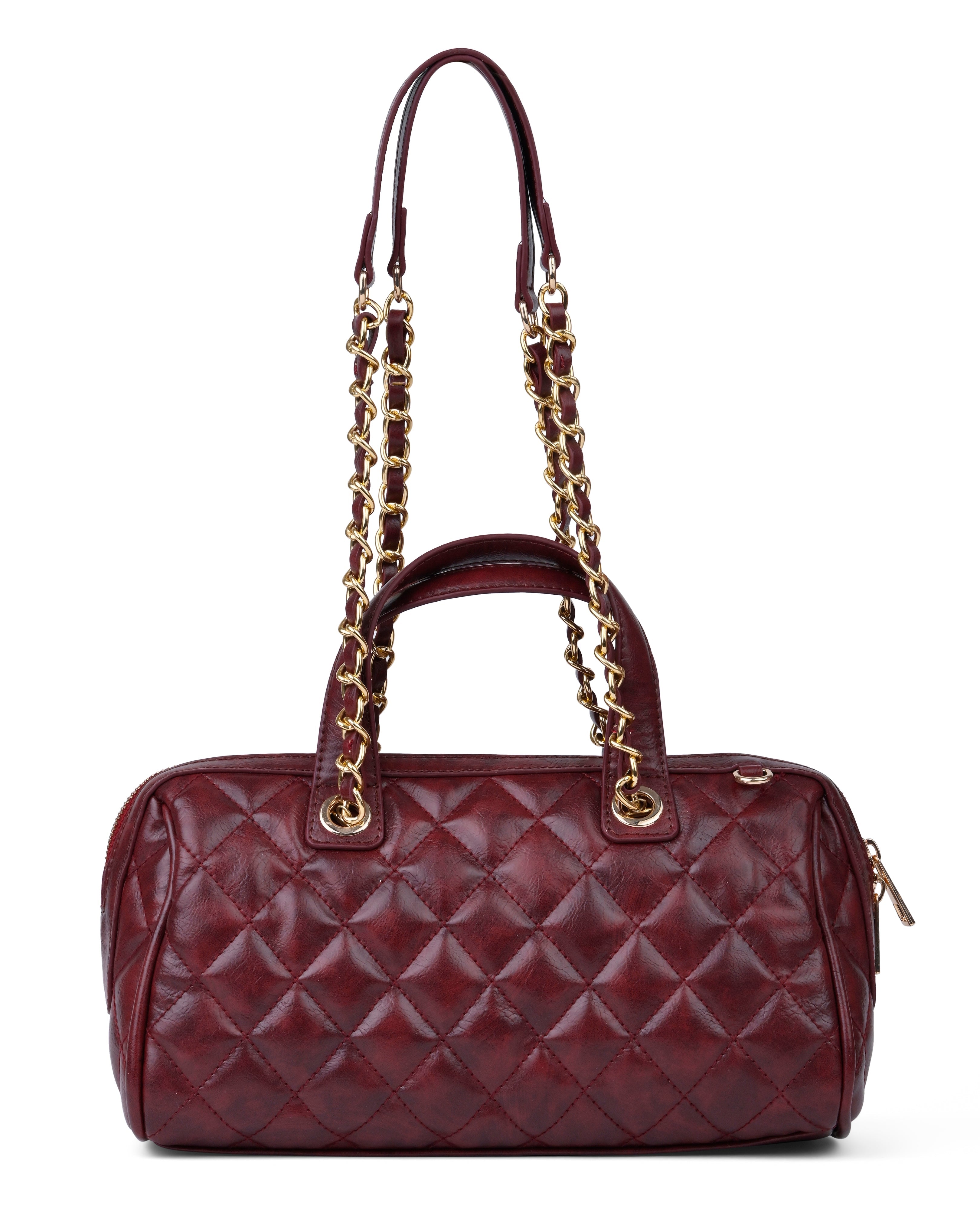 StyleShoot's Quilted Chain Strap Shoulder Bag in Cherry Red