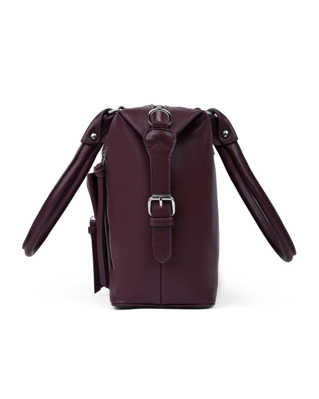 StyleShoot's Multi Zip Tote Handbag in Maroon