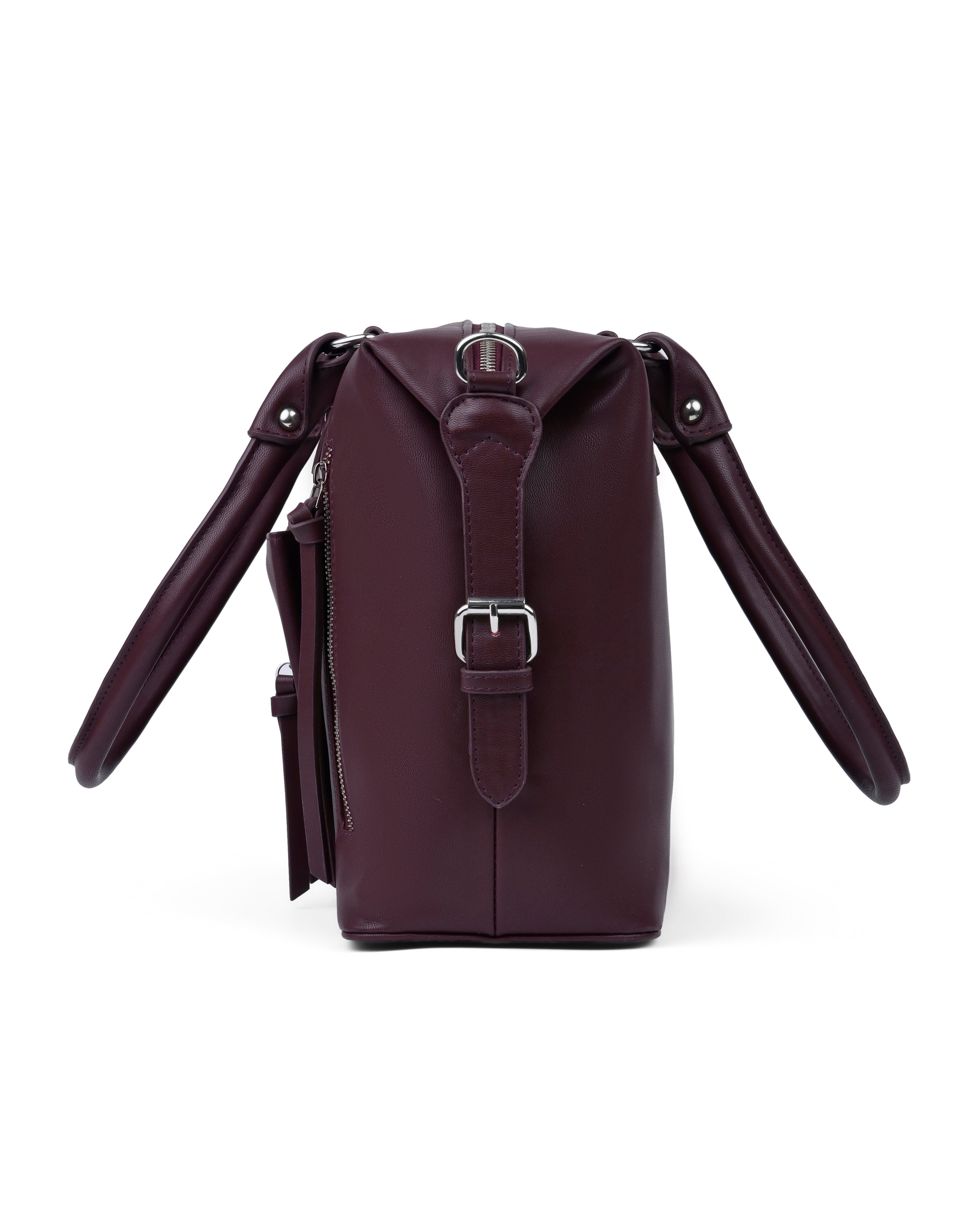 StyleShoot's Multi Zip Tote Handbag in Maroon