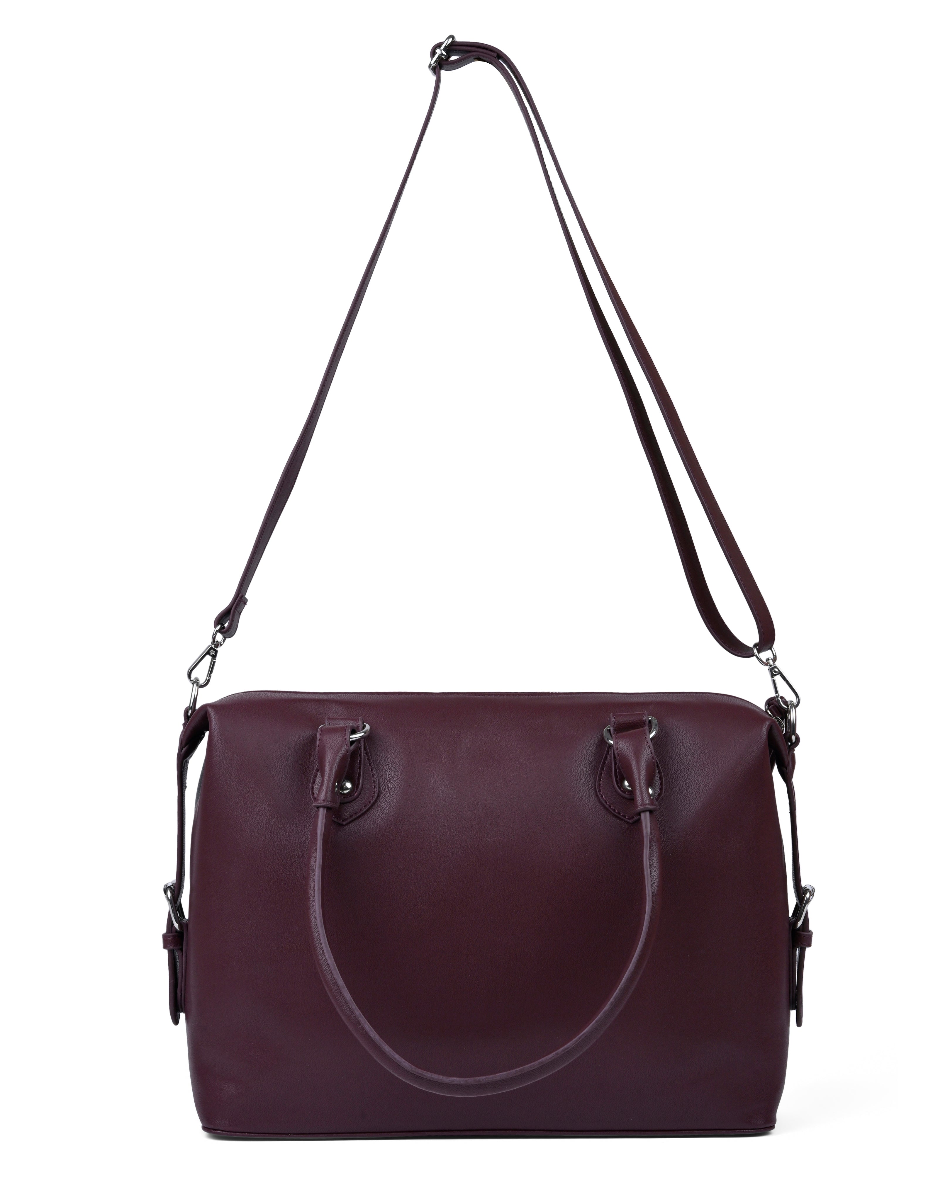 StyleShoot's Multi Zip Tote Handbag in Maroon