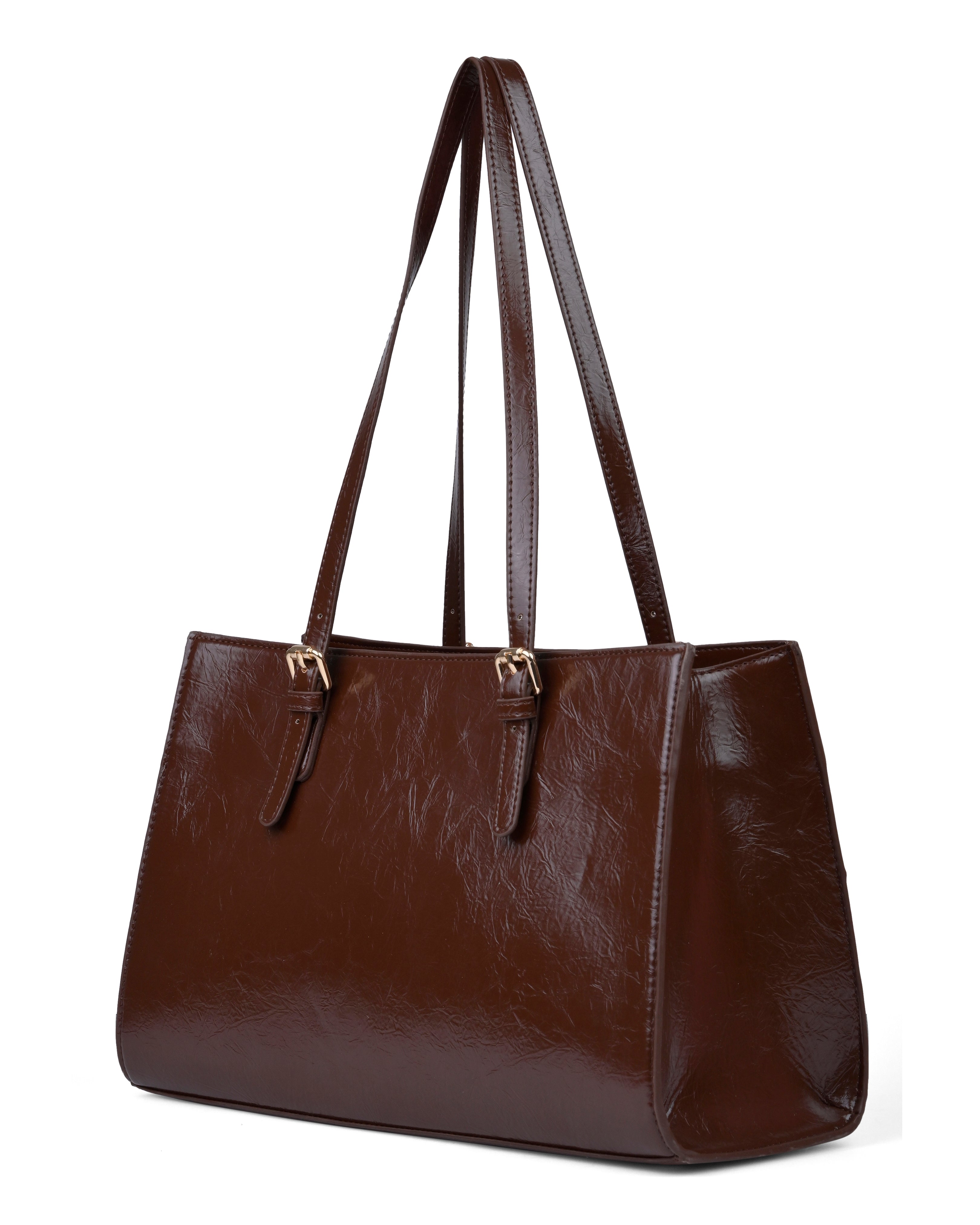StyleShoot's Polished Tote Carryall Bag in Chocolate Brown