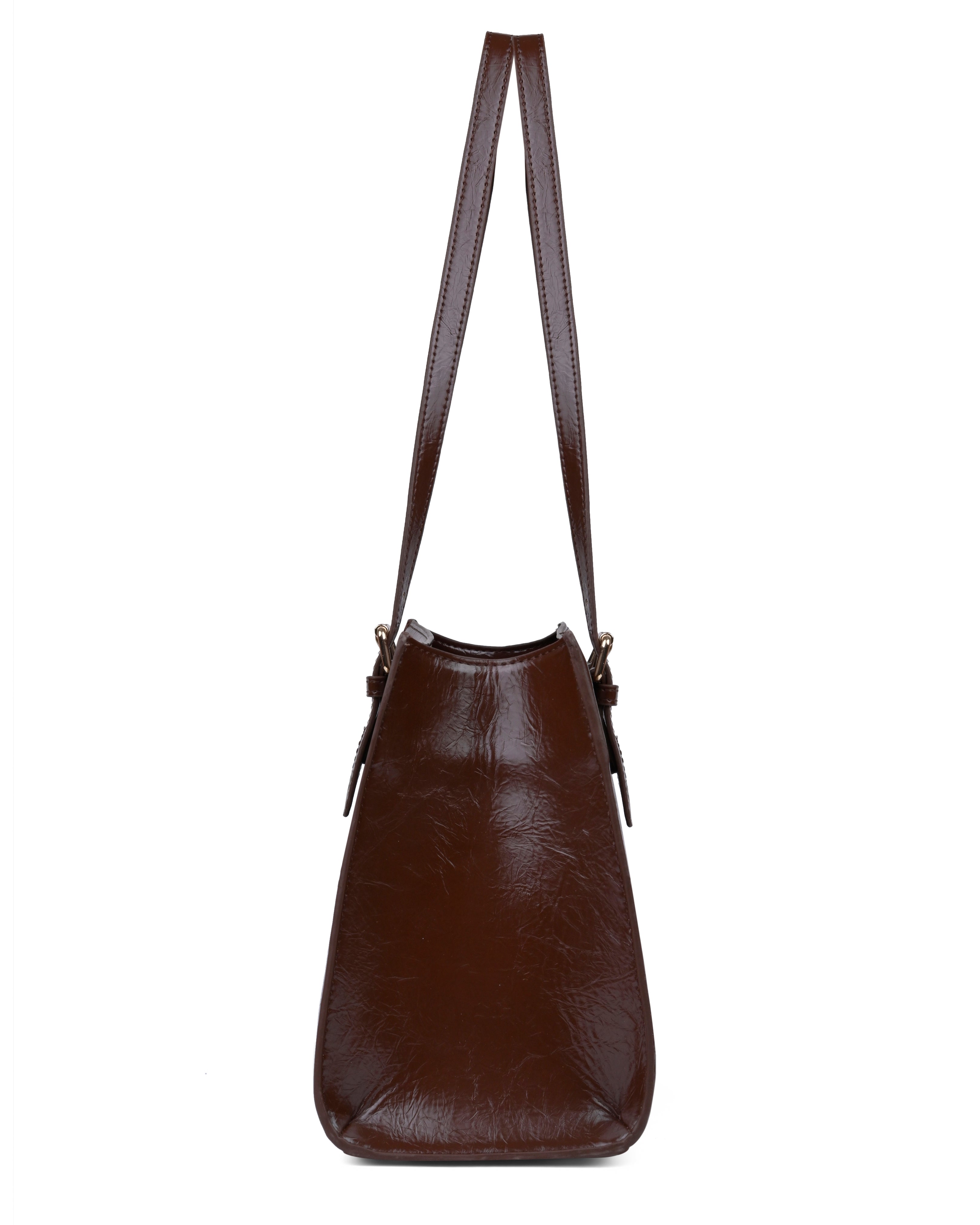 StyleShoot's Polished Tote Carryall Bag in Chocolate Brown