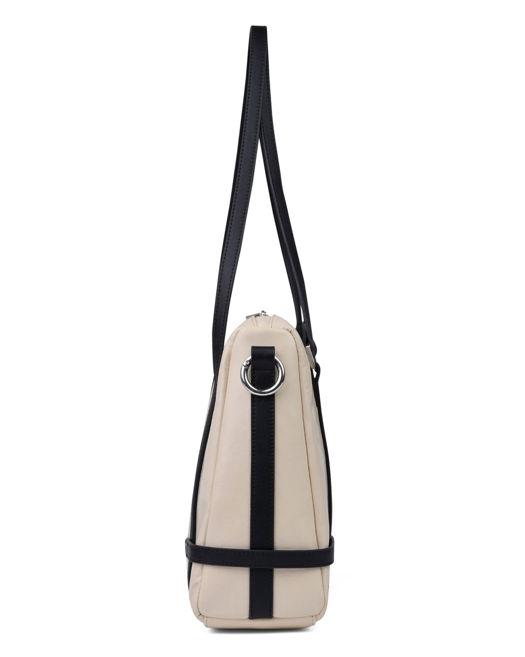 StyleShoot's Functional Shoulder Bag With Contrast Strap Detail in Cream