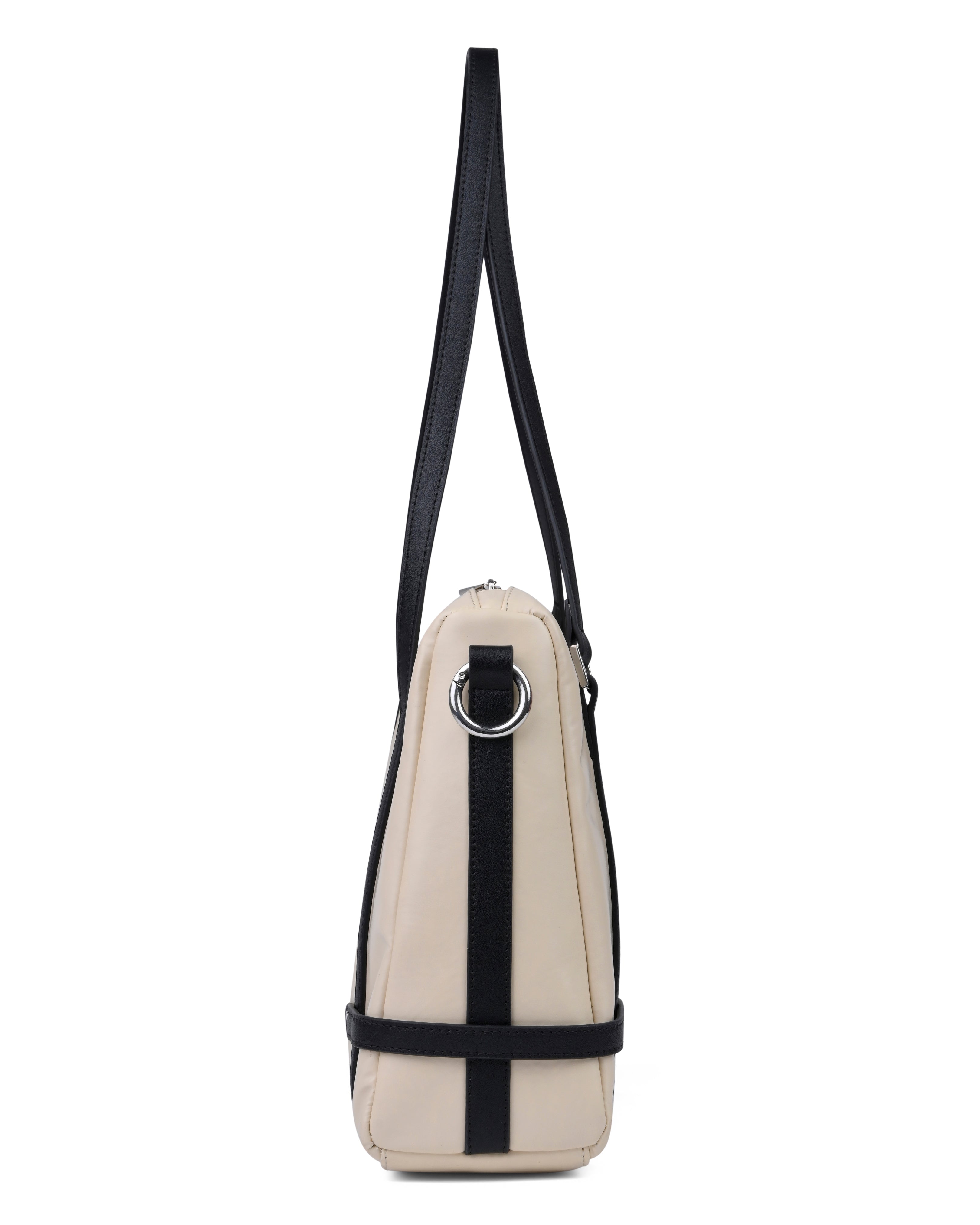 StyleShoot's Functional Shoulder Bag With Contrast Strap Detail in Cream