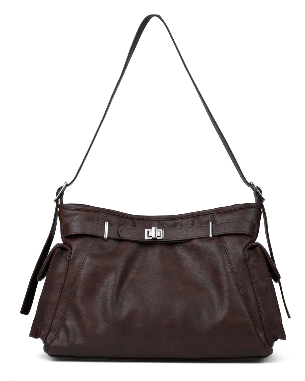 StyleShoot's Adjustable Strap Shoulder Bag in Espresso Brown