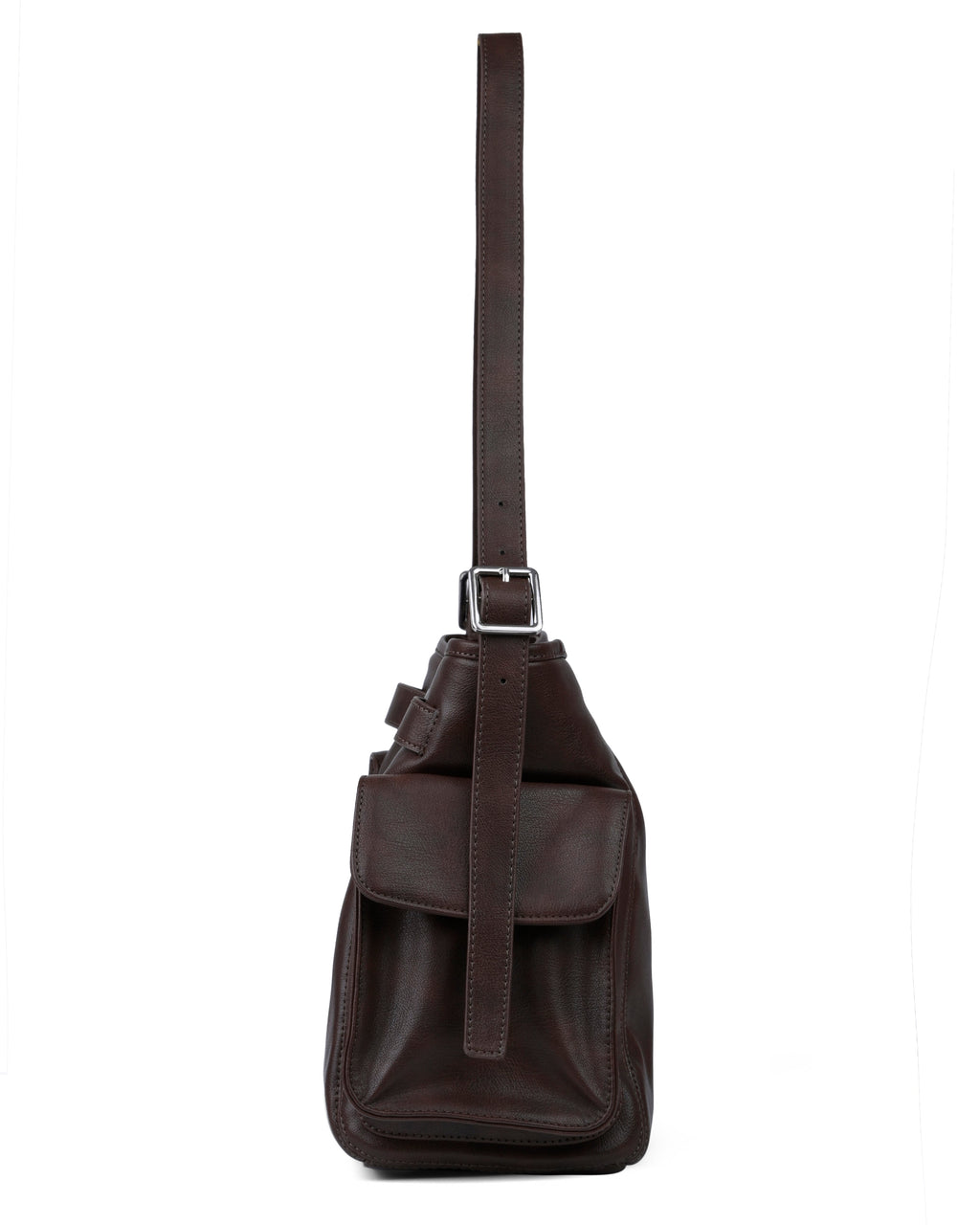 StyleShoot's Adjustable Strap Shoulder Bag in Espresso Brown