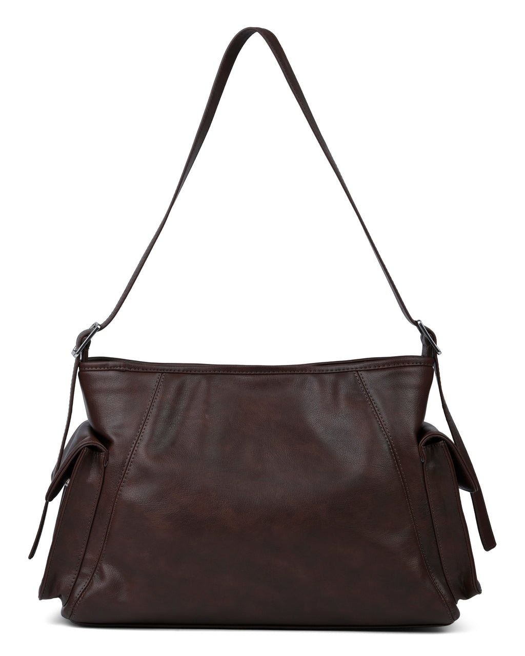 StyleShoot's Adjustable Strap Shoulder Bag in Espresso Brown