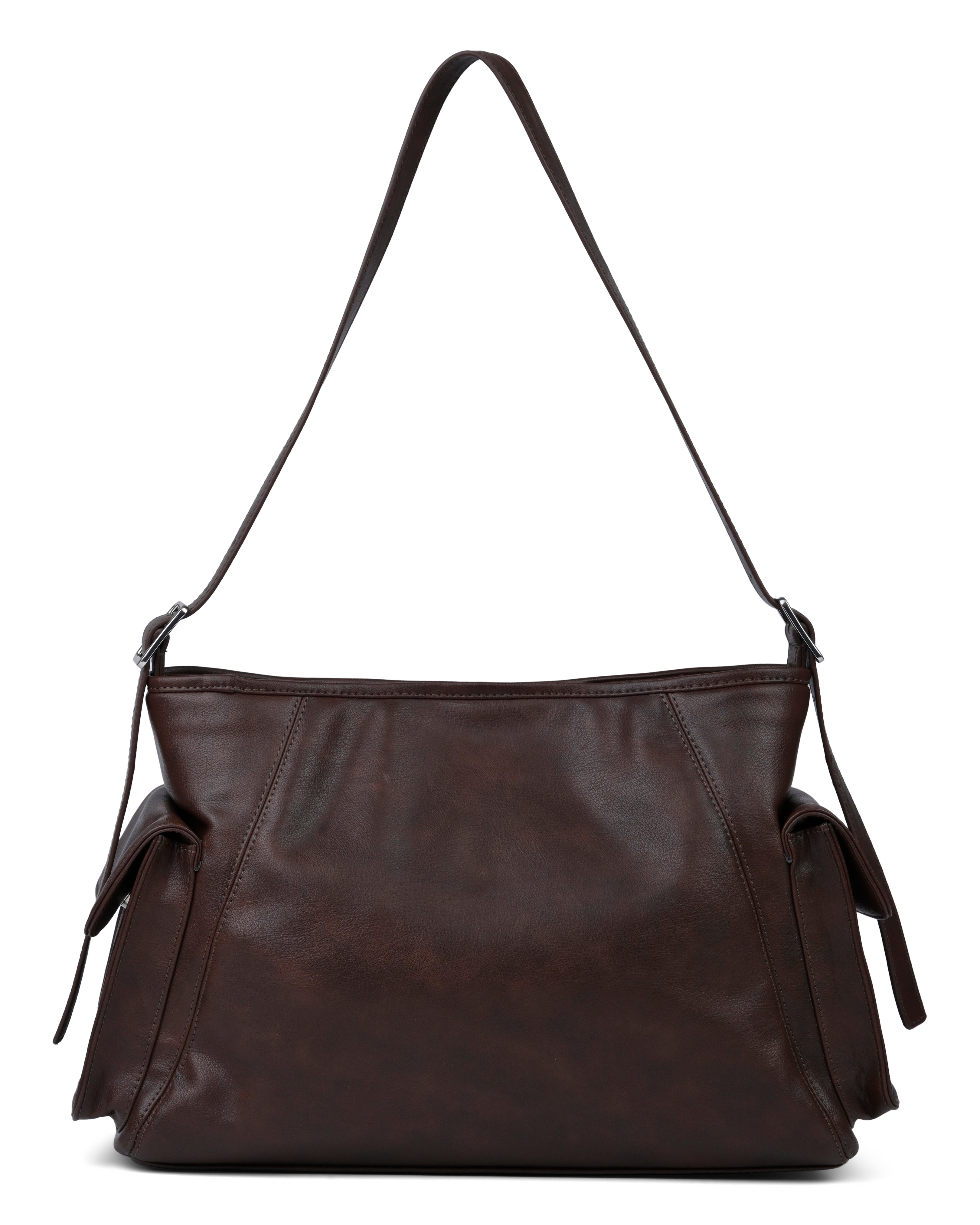 StyleShoot's Adjustable Strap Shoulder Bag in Espresso Brown