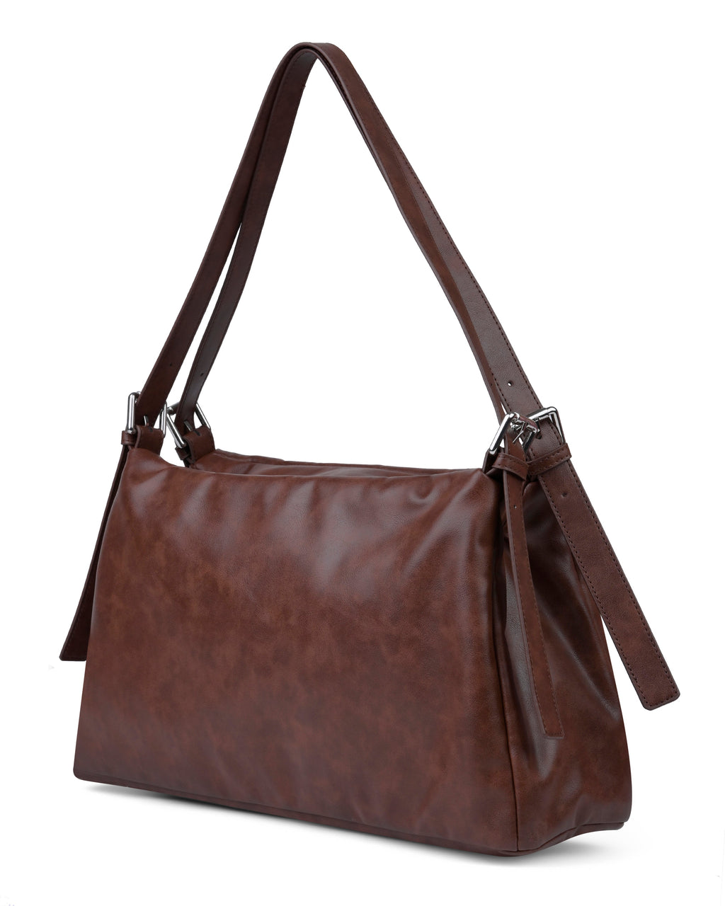 StyleShoot's Relaxed Fit Minimal Shoulder Bag in Chocolate Brown