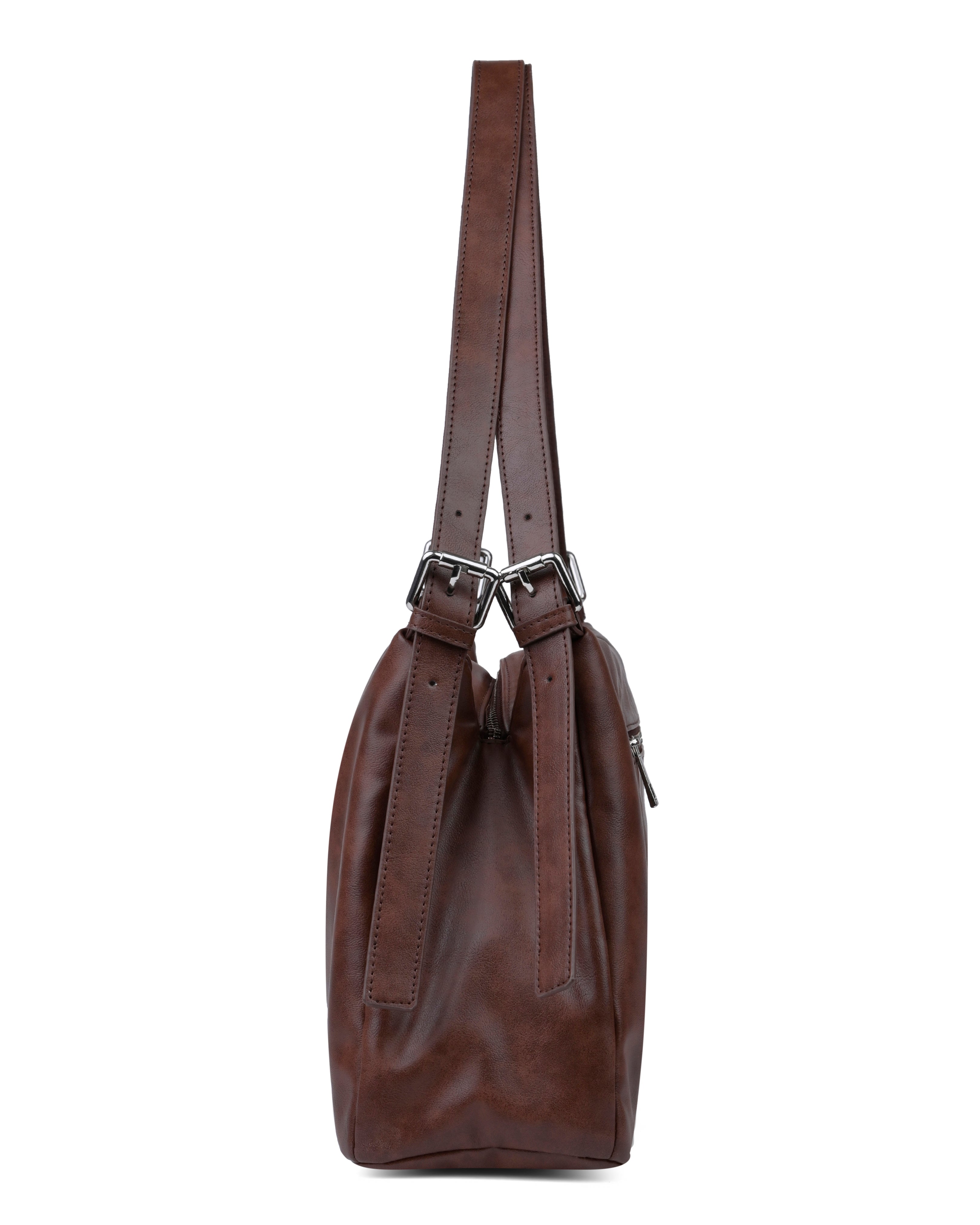 StyleShoot's Relaxed Fit Minimal Shoulder Bag in Chocolate Brown
