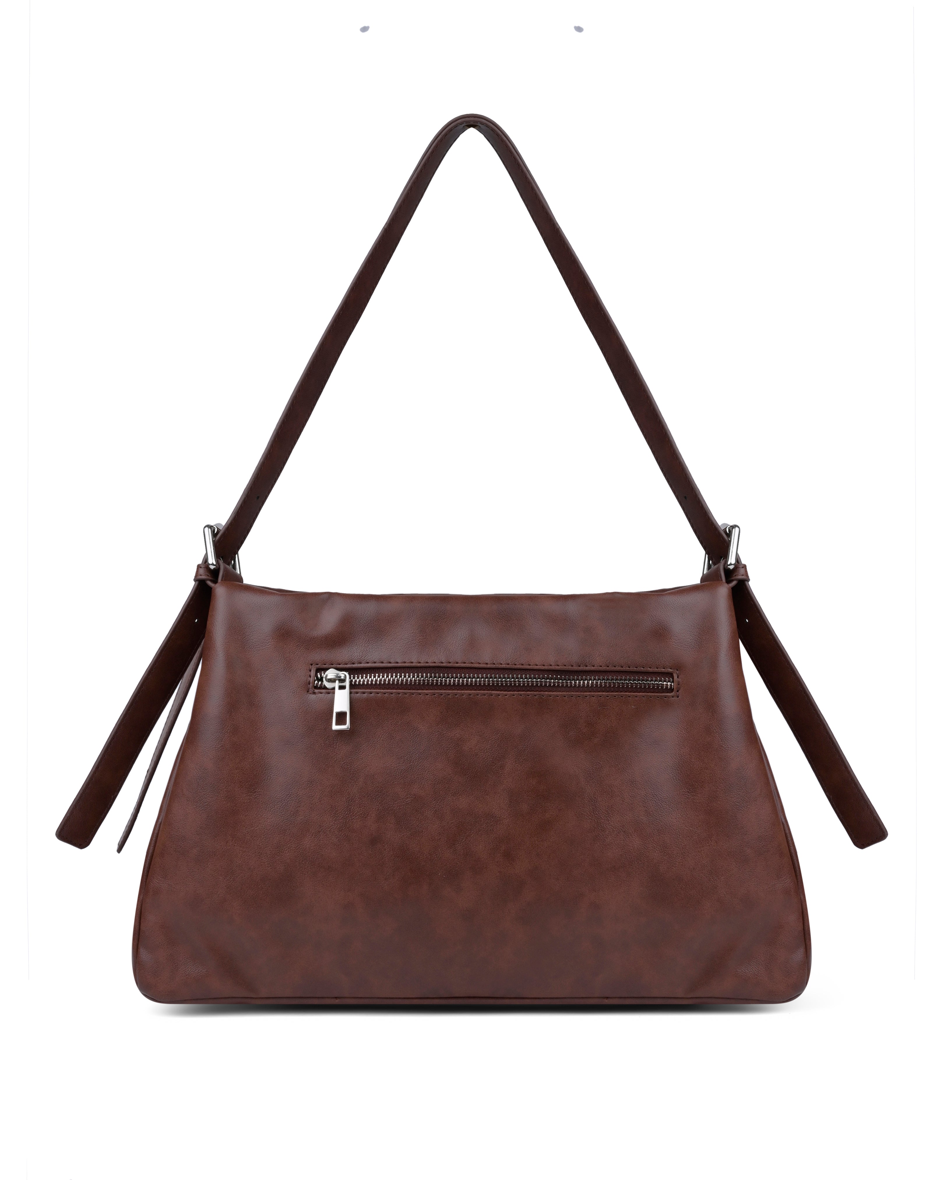 StyleShoot's Relaxed Fit Minimal Shoulder Bag in Chocolate Brown