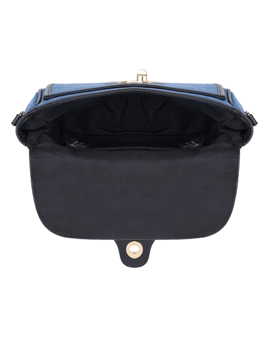 StyleShoot's Turn Lock Denim Crossbody Sling Bag in Blue