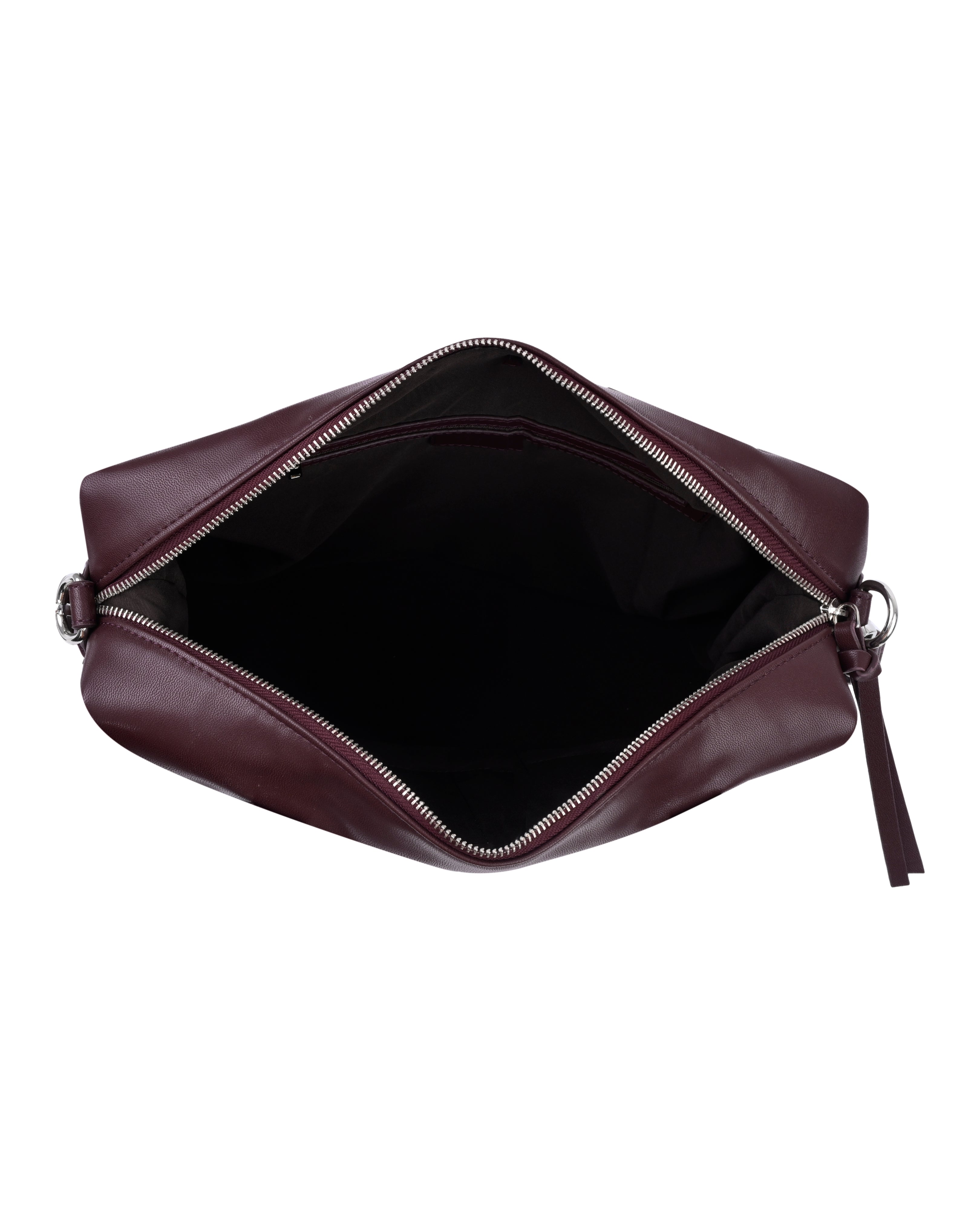 StyleShoot's Multi Zip Tote Handbag in Maroon