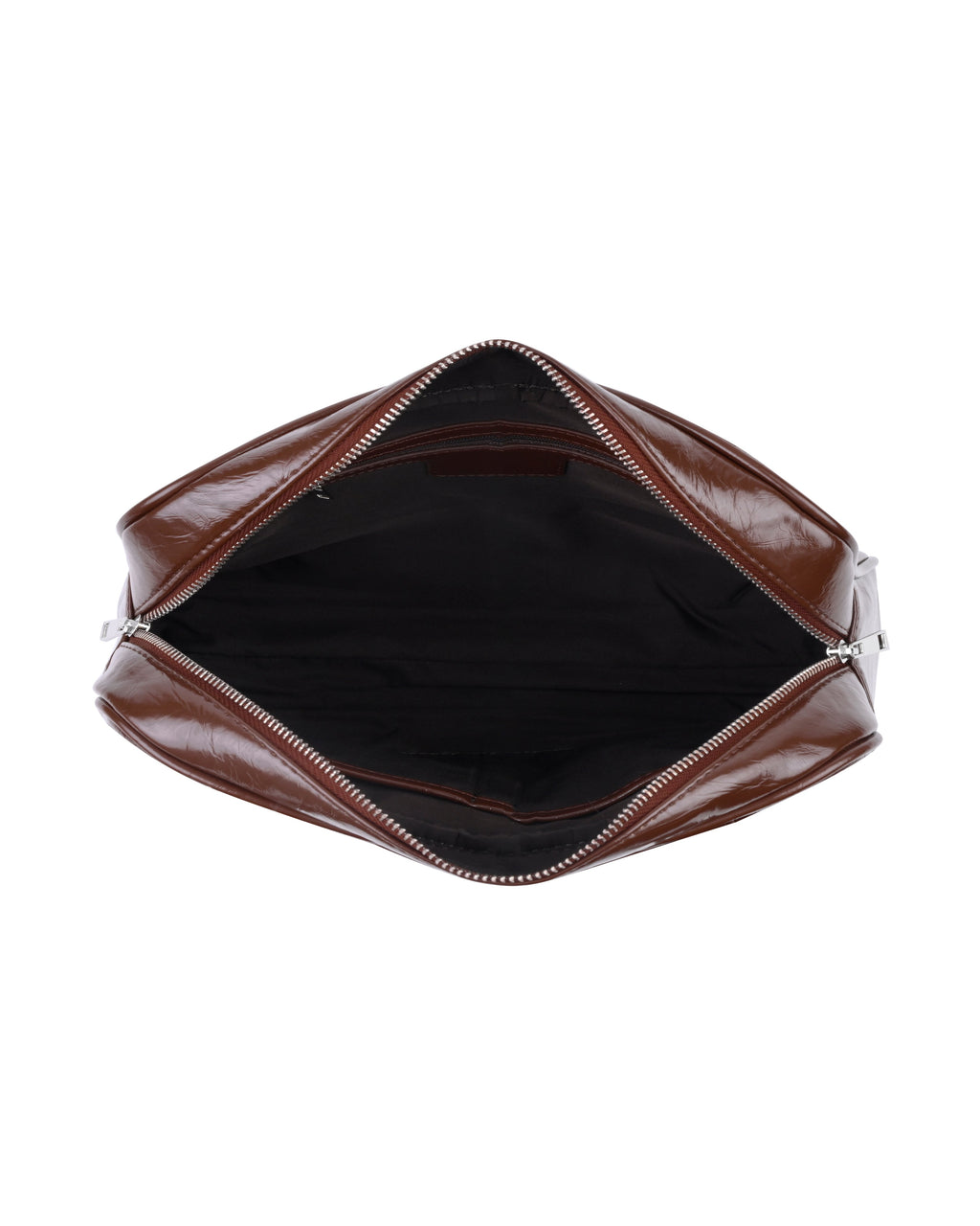 StyleShoot's Y2K Patent Shoulder Handbag in Chocolate Brown