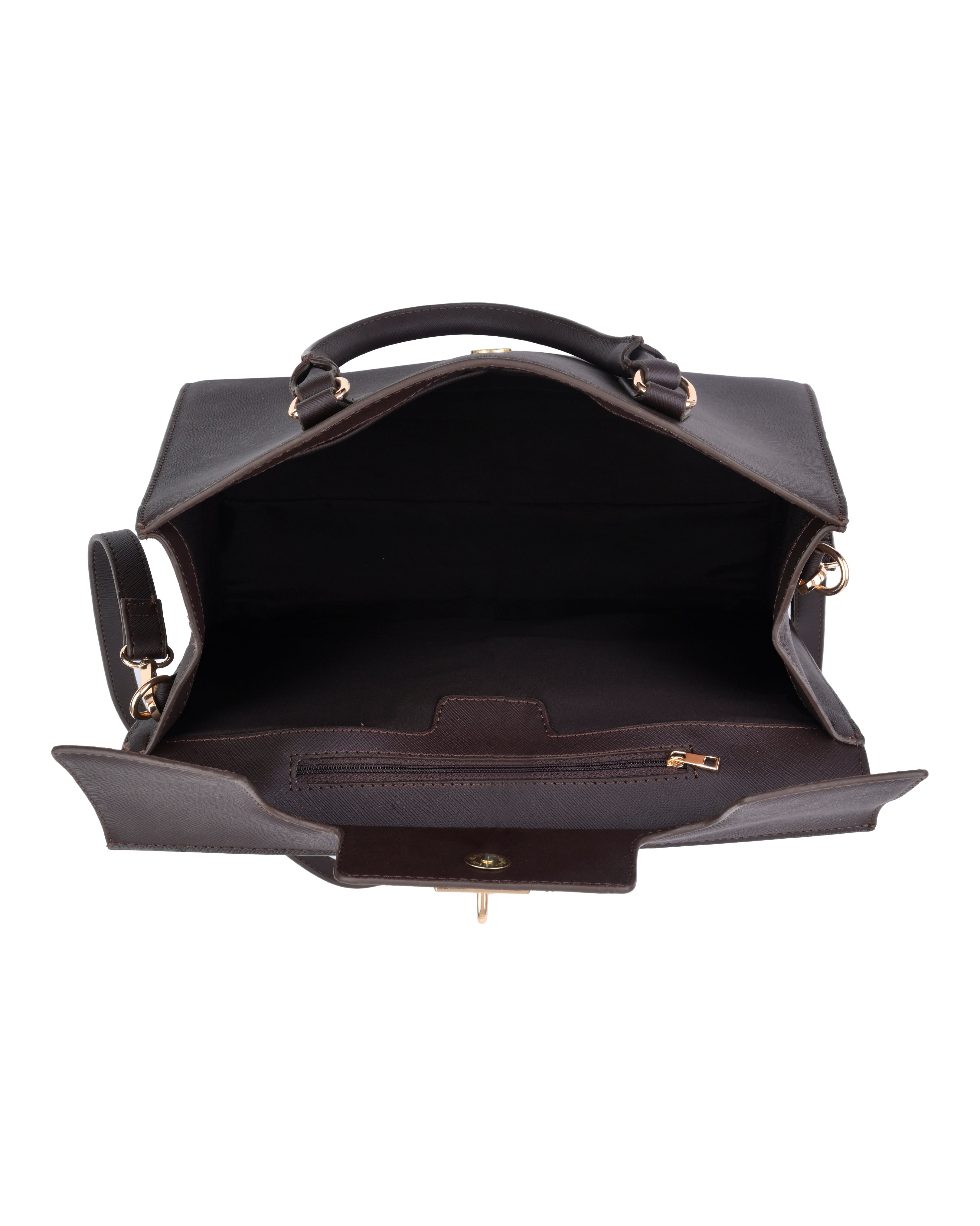 StyleShoot's Fashion Buckle Strap Office Shoulder Bag in Cocoa Brown