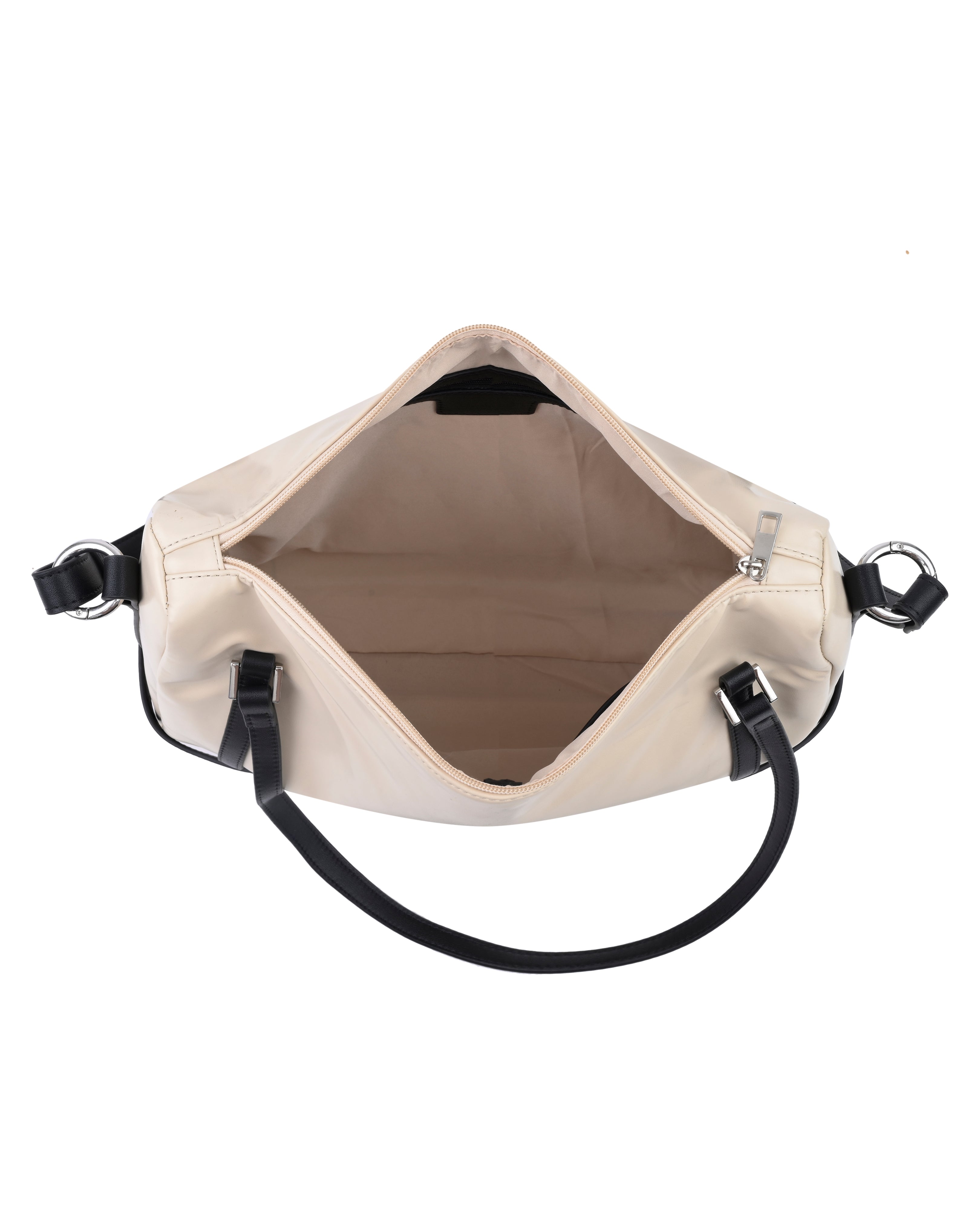 StyleShoot's Functional Shoulder Bag With Contrast Strap Detail in Cream