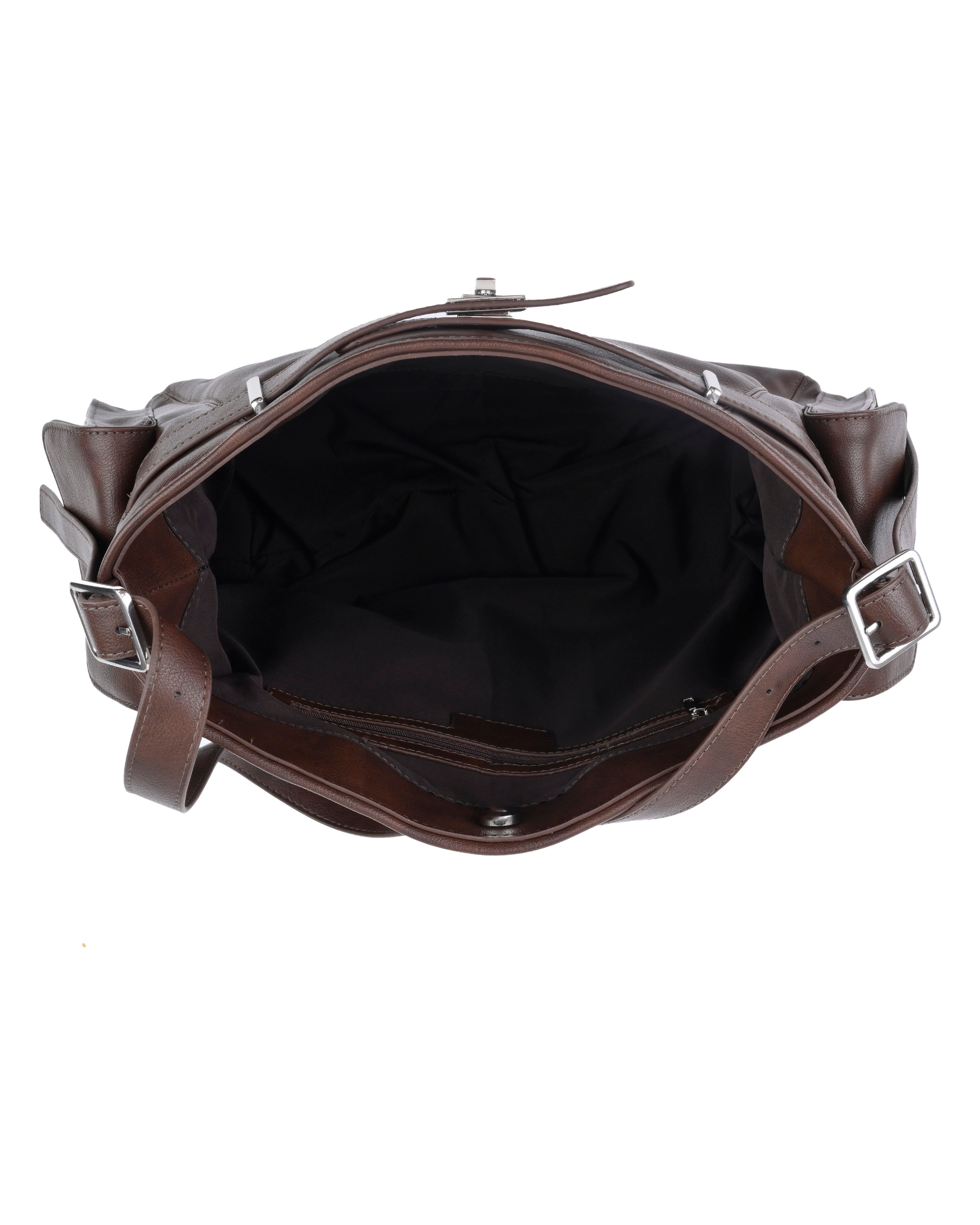 StyleShoot's Adjustable Strap Shoulder Bag in Espresso Brown