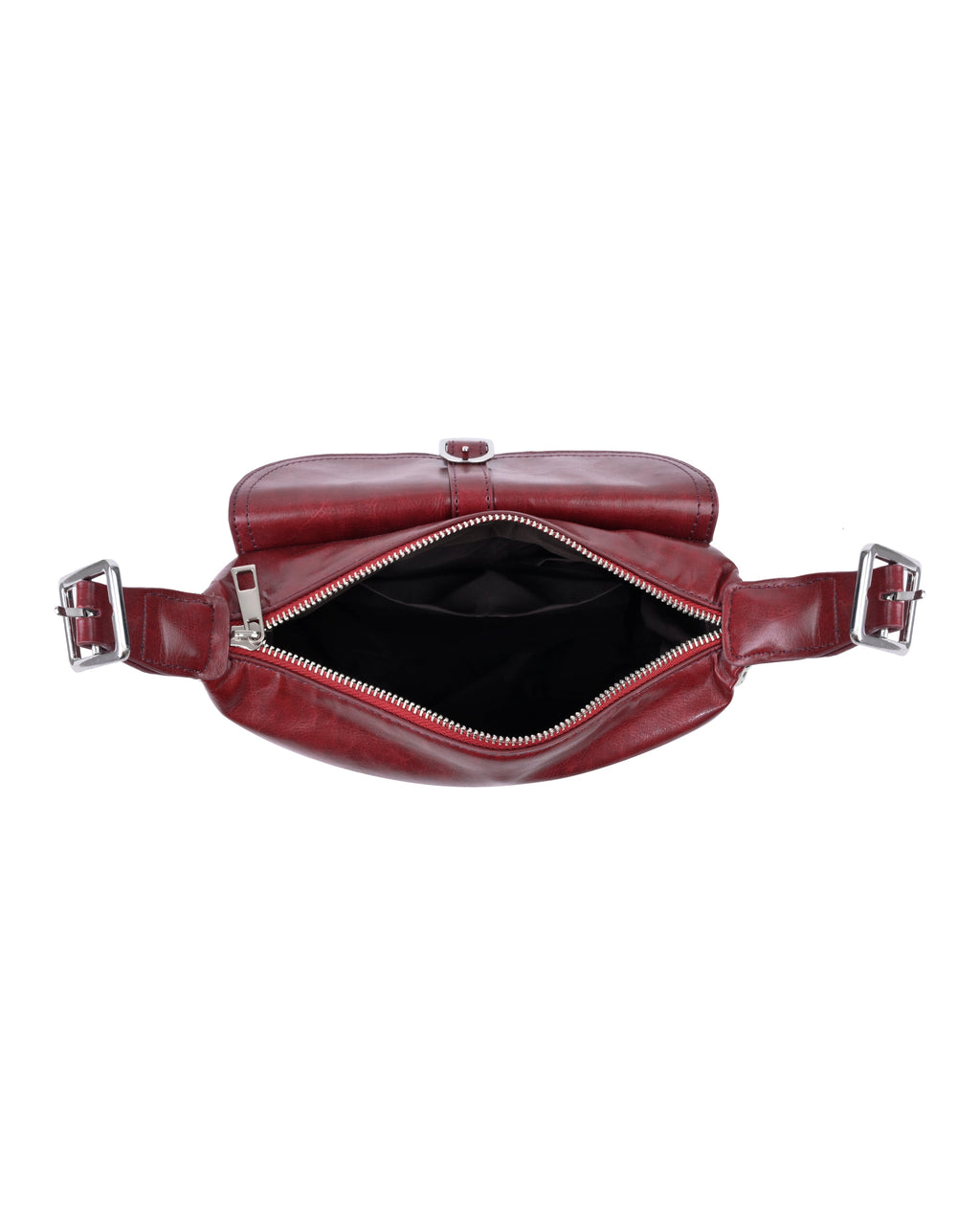 StyleShoot's Buckle Closure Flap Detail Shoulder Bag in Cherry Red