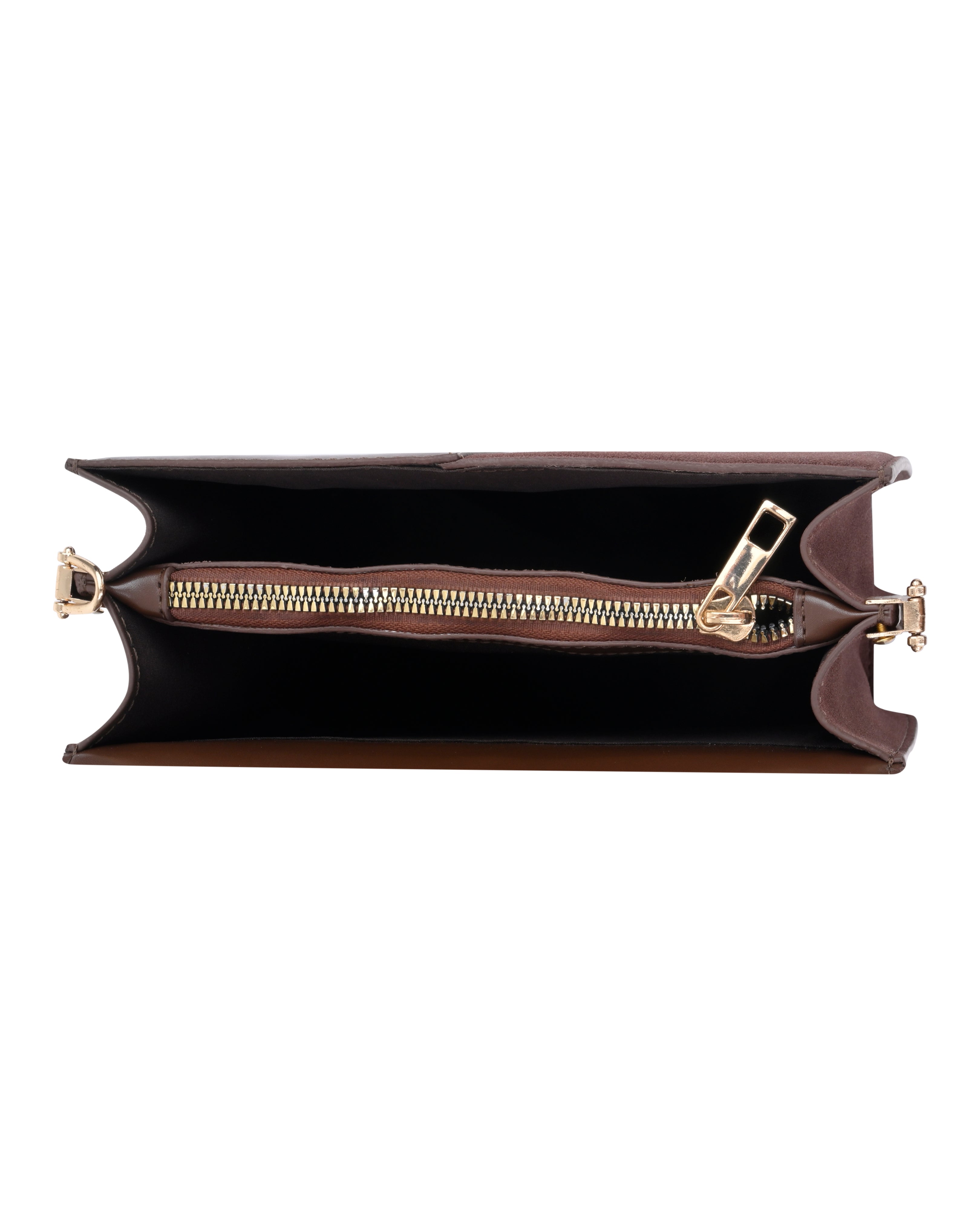 StyleShoot's Refined Top Handle Sling Bag in Brown