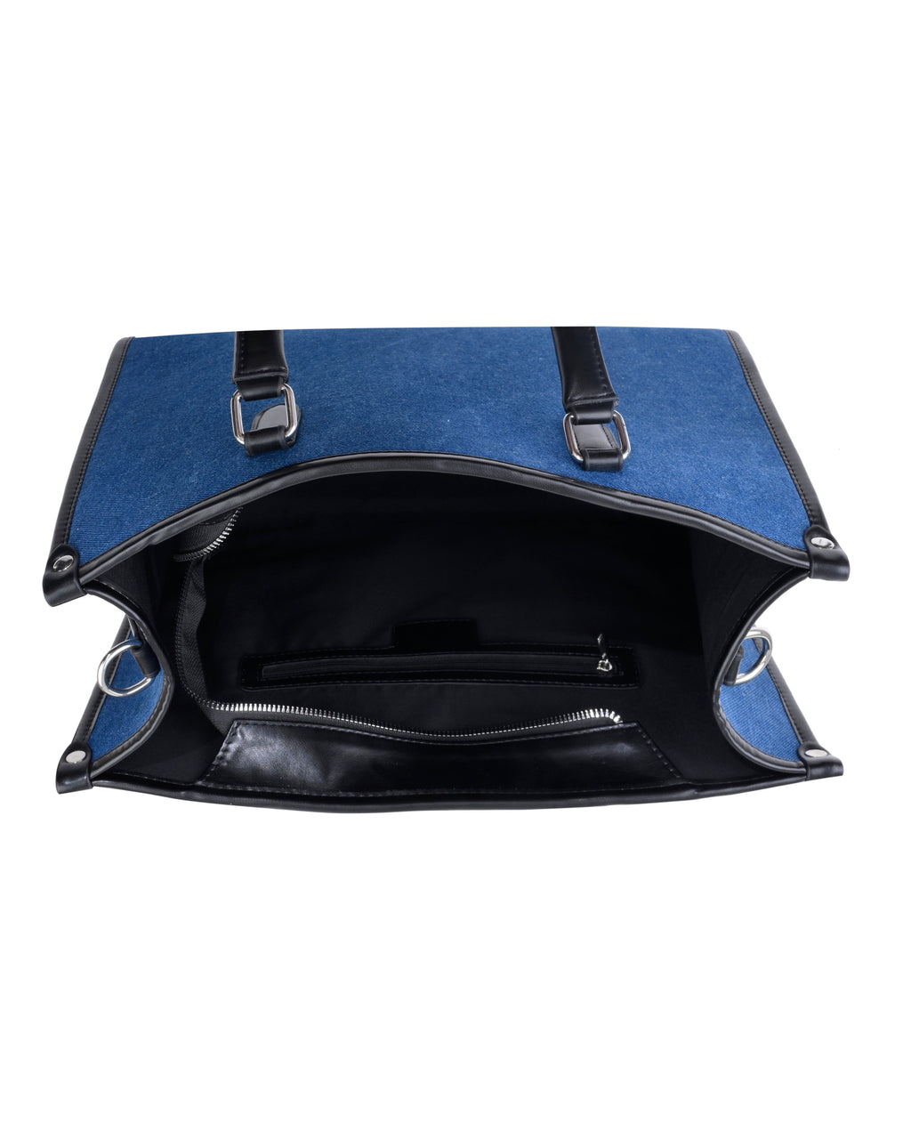 StyleShoot's Tailored Contrast Handle Tote Bag in Denim Blue