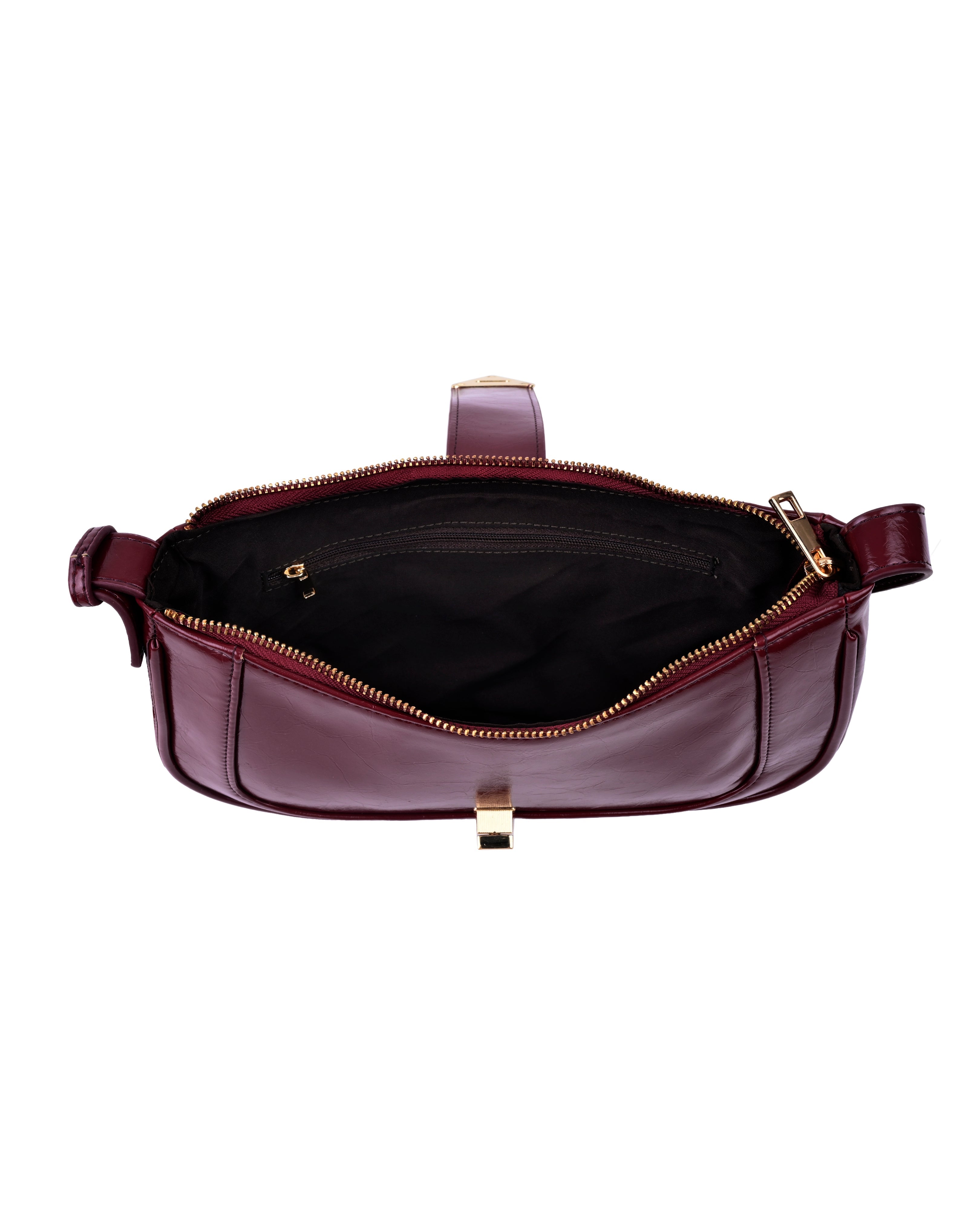 StyleShoot's Elegant Patent Finish Shoulder Bag in Cherry Red