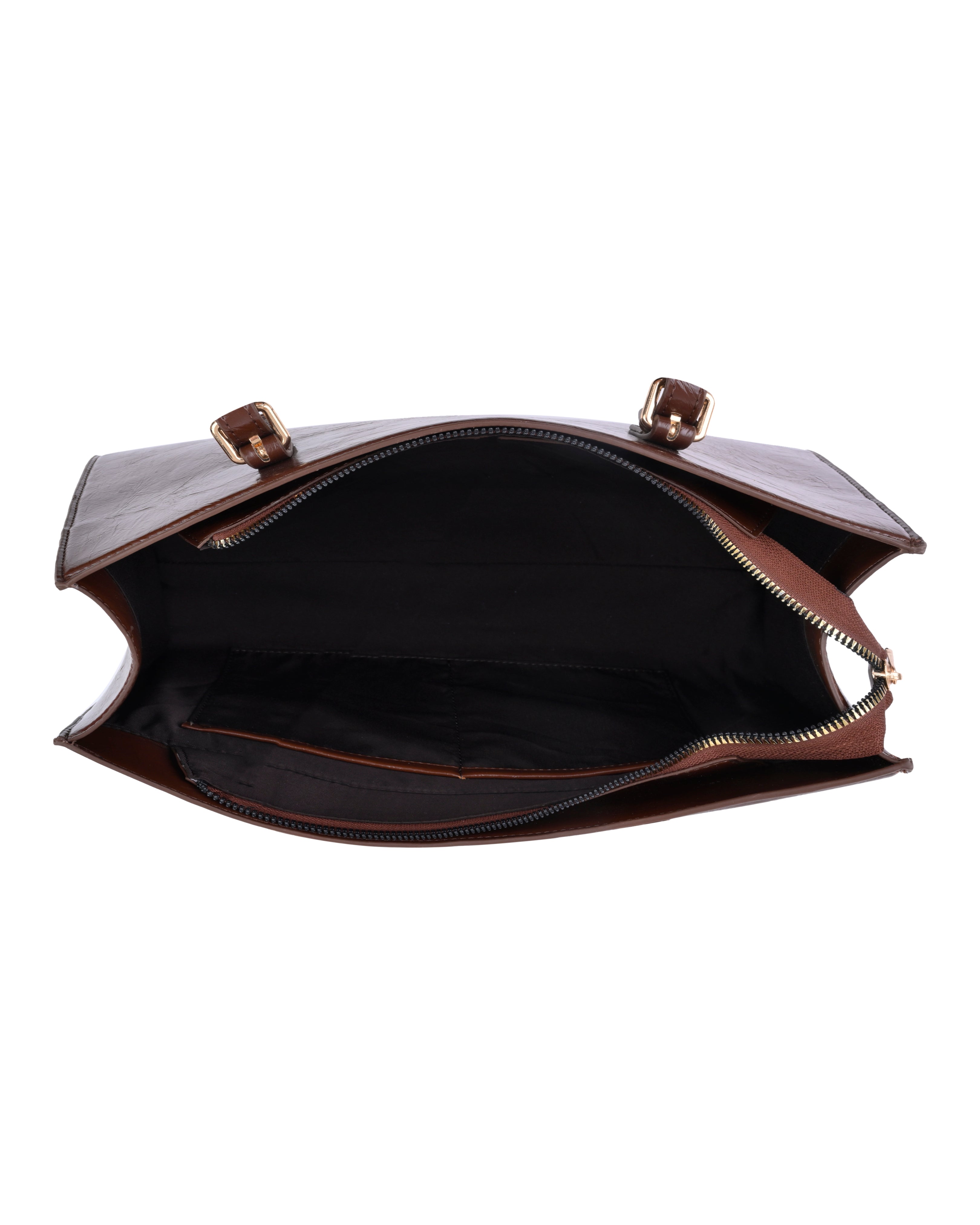 StyleShoot's Polished Tote Carryall Bag in Chocolate Brown
